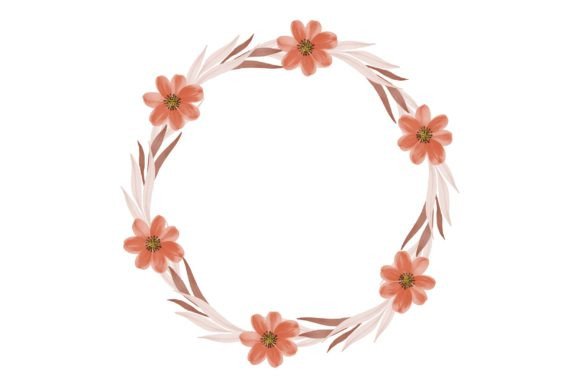 Circle Frame with Orange Floral Border: Your Versatile Watercolor Design Tool