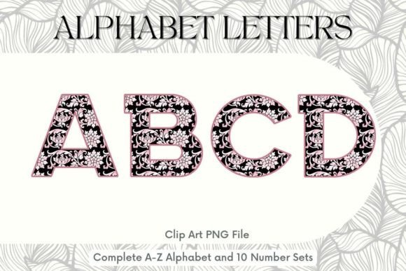 Creative Expression with a Black Pink Floral Alphabet Sublimation Set
