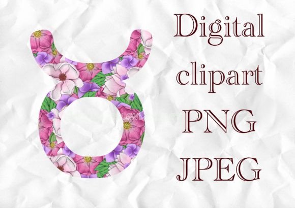 Floral Taurus Zodiac Sign Illustration: A Versatile Design Asset