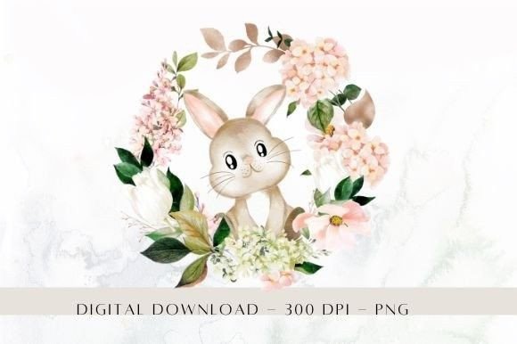 Floral Wreath Bunny Rabbit Clipart: Your Versatile Digital Craft Asset