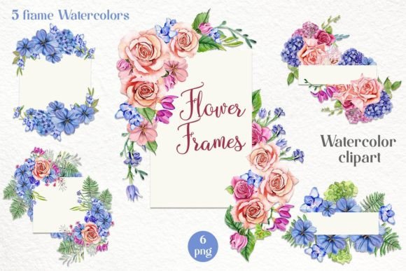 Flower Rose Watercolors Frames: A Versatile Toolkit for Your Creative Projects