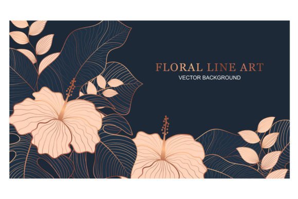 Golden Tropical Line Art for Modern Design