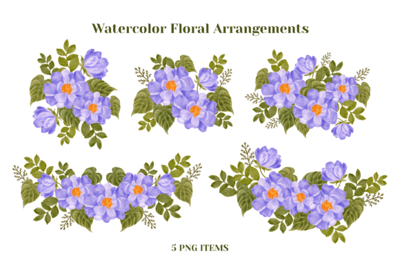 Purple Watercolor Floral Arrangement Set: Your Gateway to Botanical Creativity