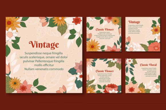 Romantic Vintage Square Floral Frame Designs for Creators
