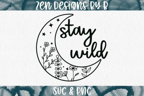Stay Wild Floral Moon Graphic