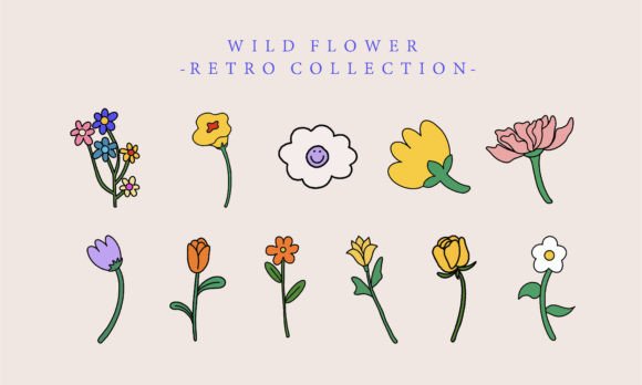 The Practical Charm of Floral Retro Groovy Doodle Illustrations