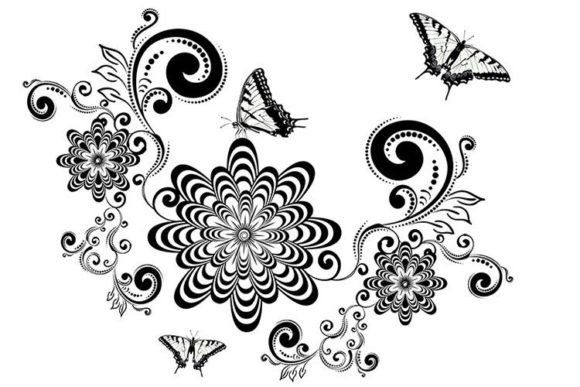 The World of Vintage Floral Designs with Abstract Butterflies
