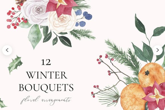 Watercolor Winter Bouquets: Digital Art for Seasonal Projects
